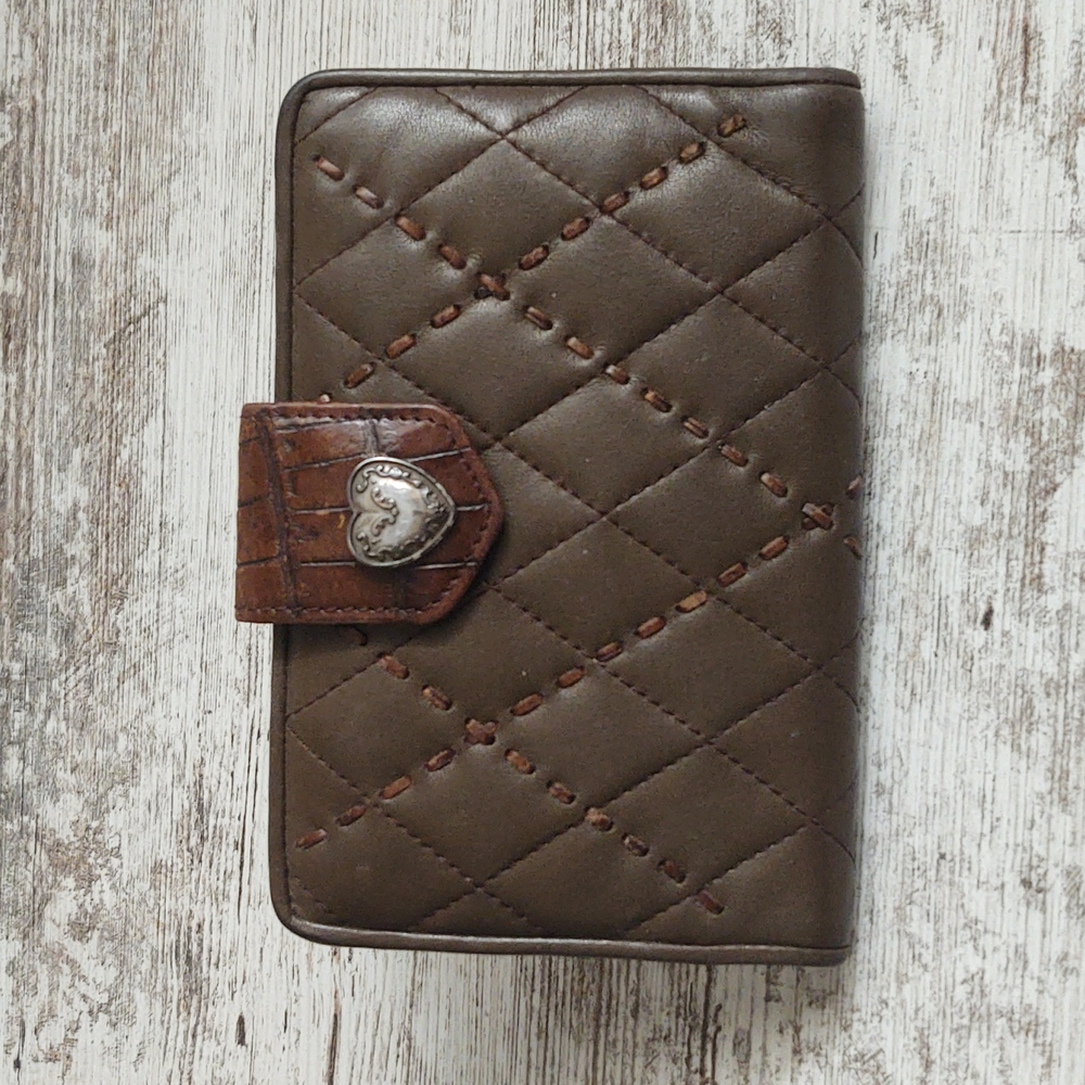 Brighton Khaki Quilted Leather Wallet